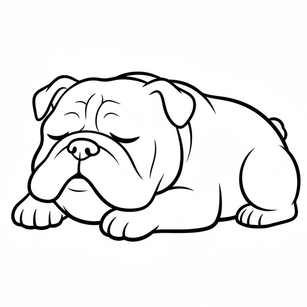 Buldog Meletakkan Kepala di Kaki