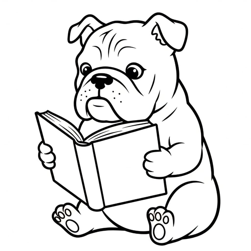 Buldog Membaca Buku