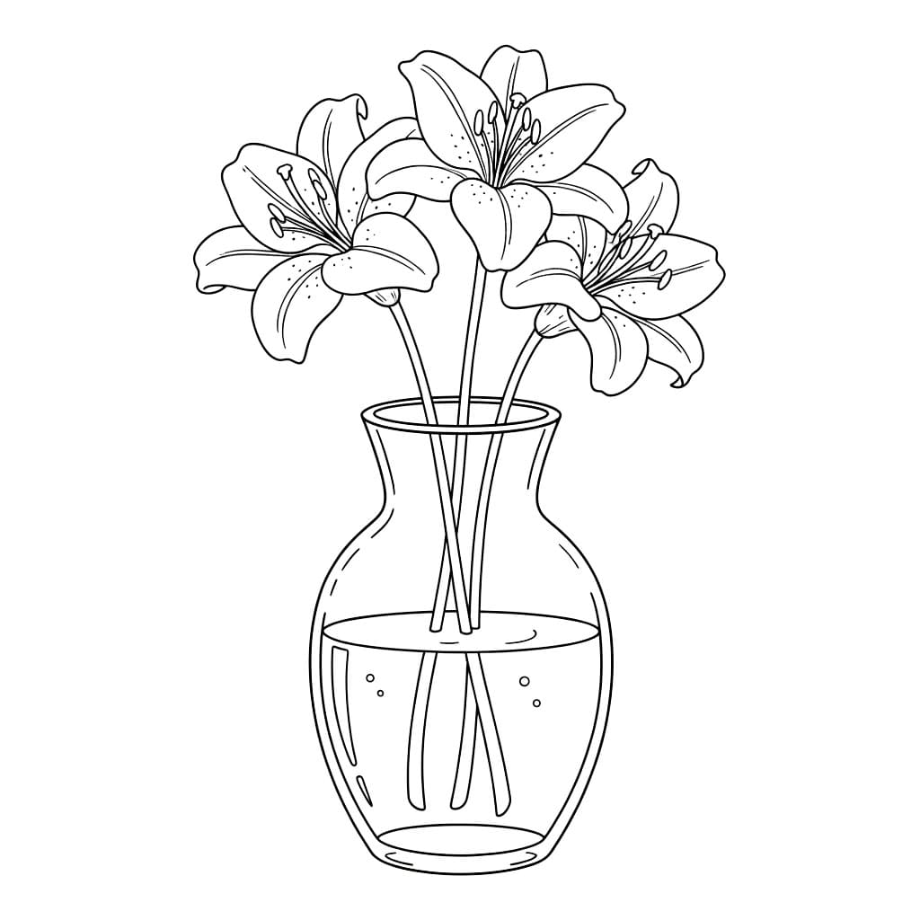 Bunga Bakung dalam Vas dengan Air