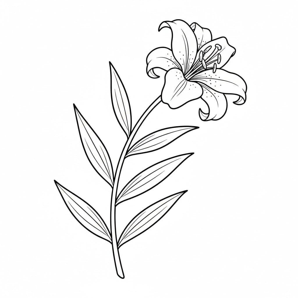 Bunga Bakung dengan Batang