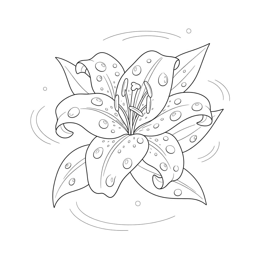 Bunga Bakung dengan Tetesan Hujan