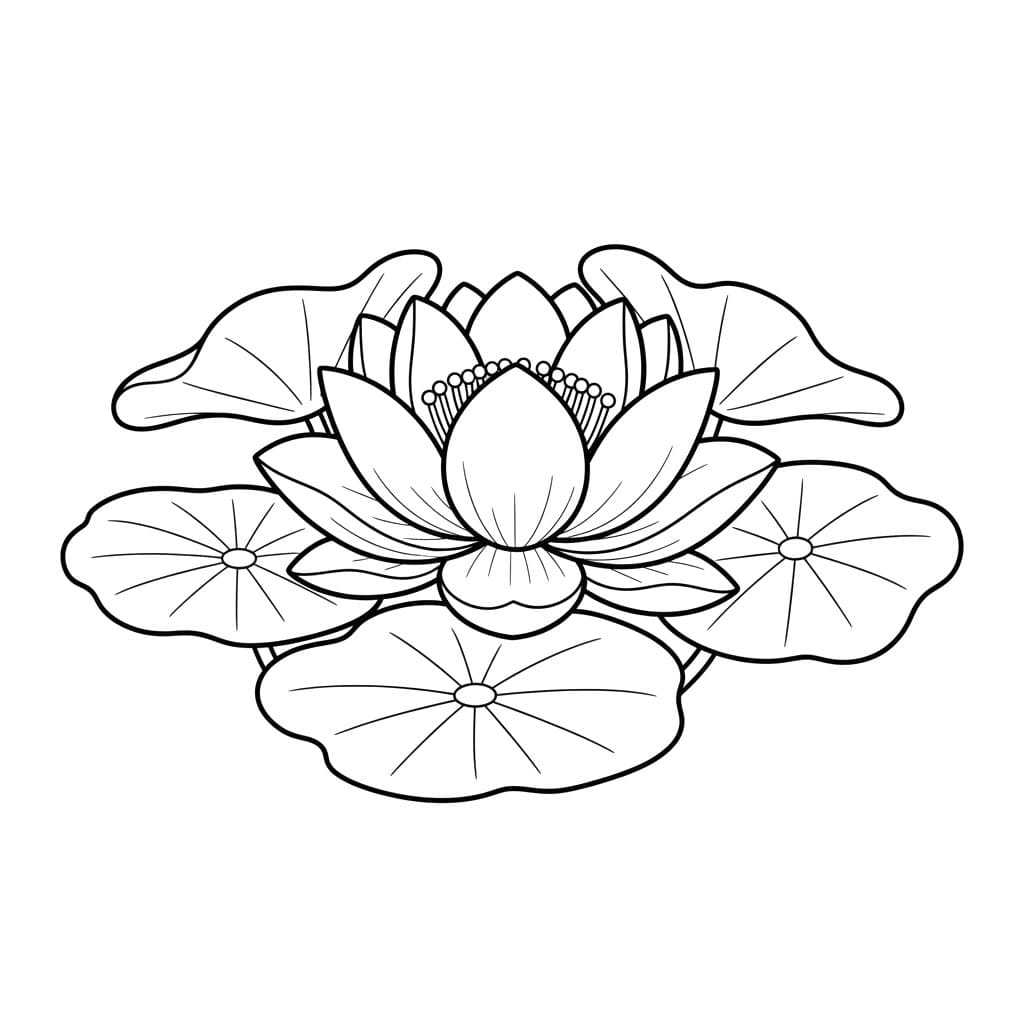 Bunga Teratai dan Daun