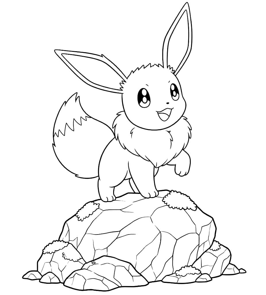 Eevee di atas bebatuan