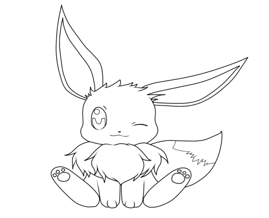 Eevee Duduk yang Imut
