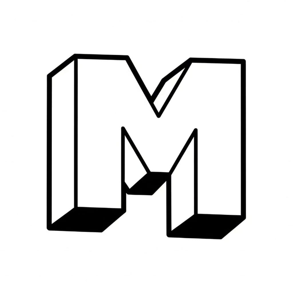 Huruf M 3D Ringan