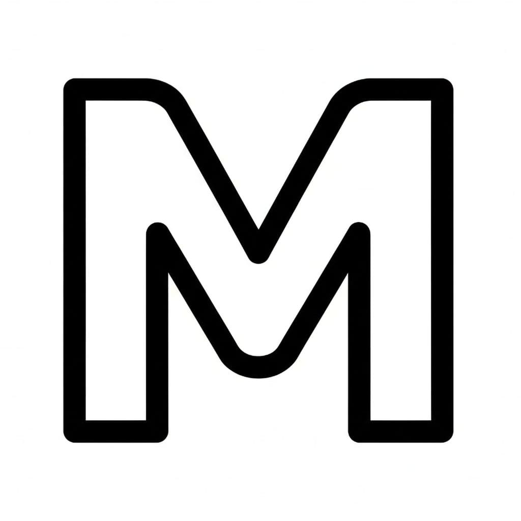 Huruf M Balok Bersudut Tumpul