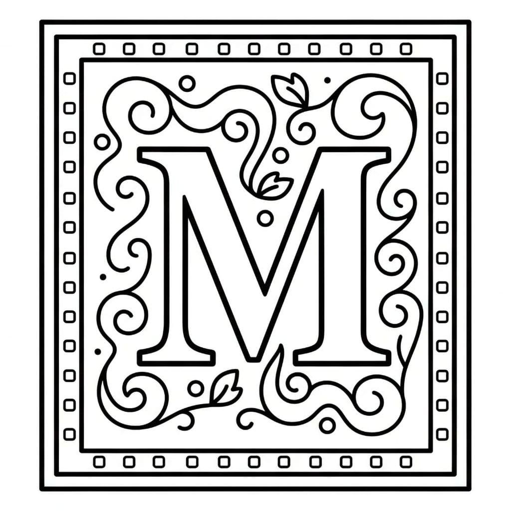 Huruf M Bingkai Dekoratif