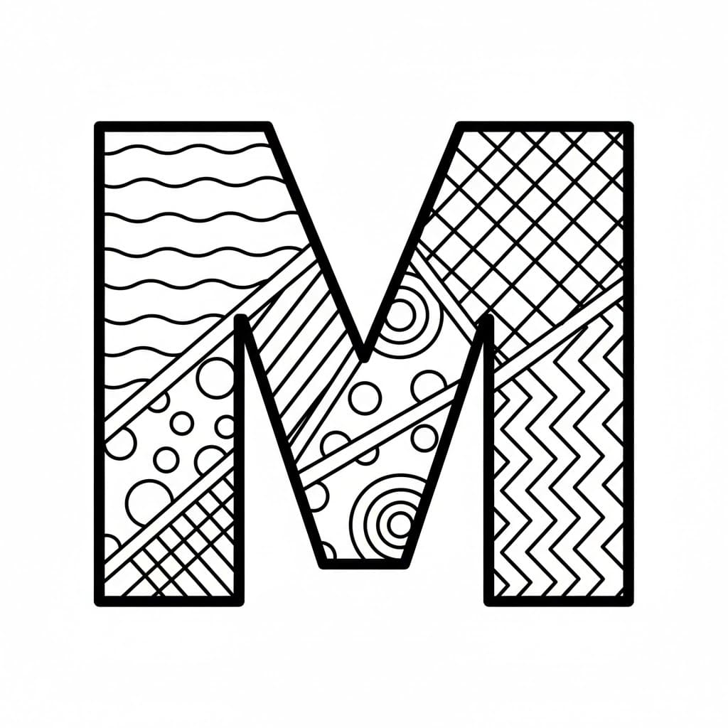 Huruf M Dengan Garis
