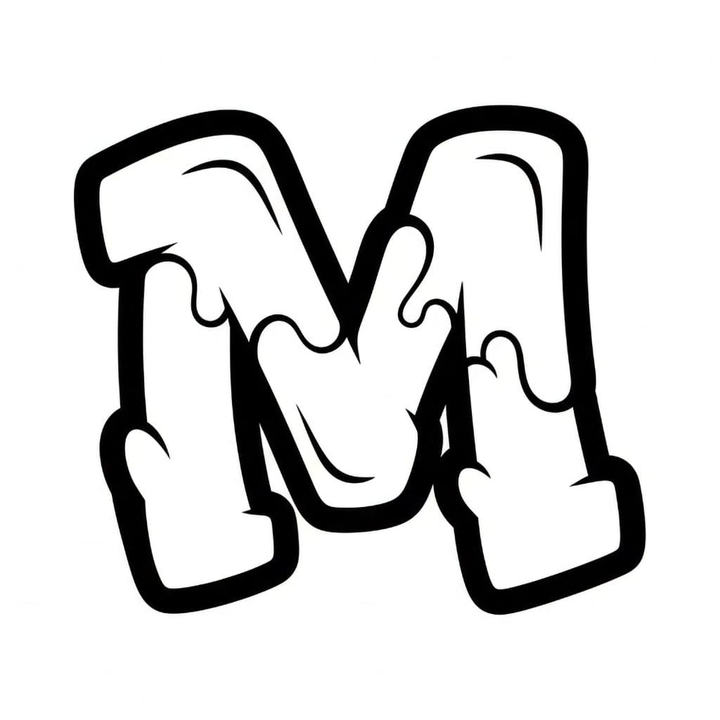 Huruf M Graffiti Sederhana