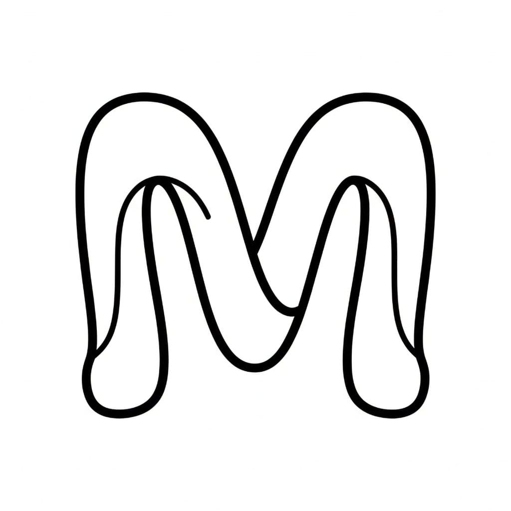 Huruf M Lengkung Halus