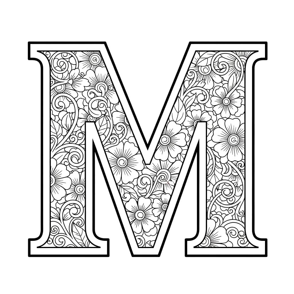 Huruf M Motif Bunga