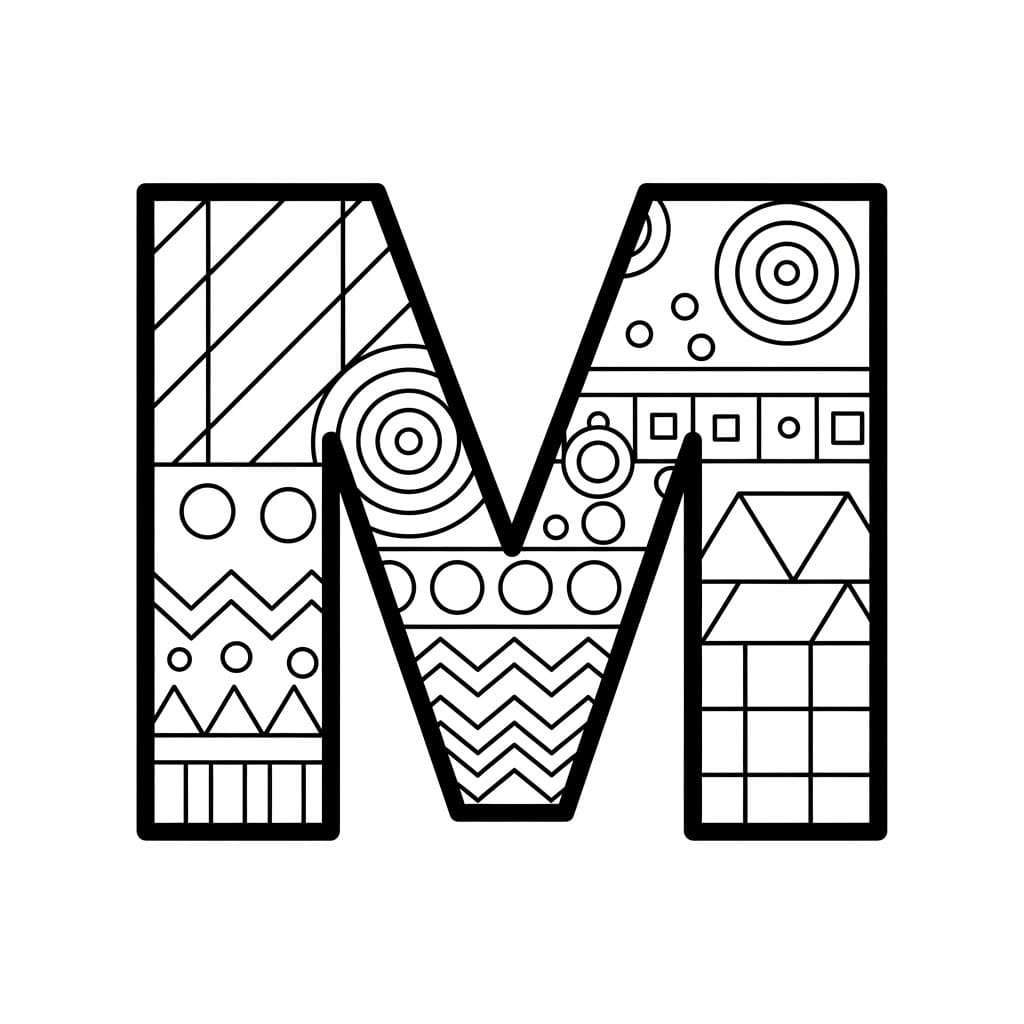Huruf M Pola Geometris
