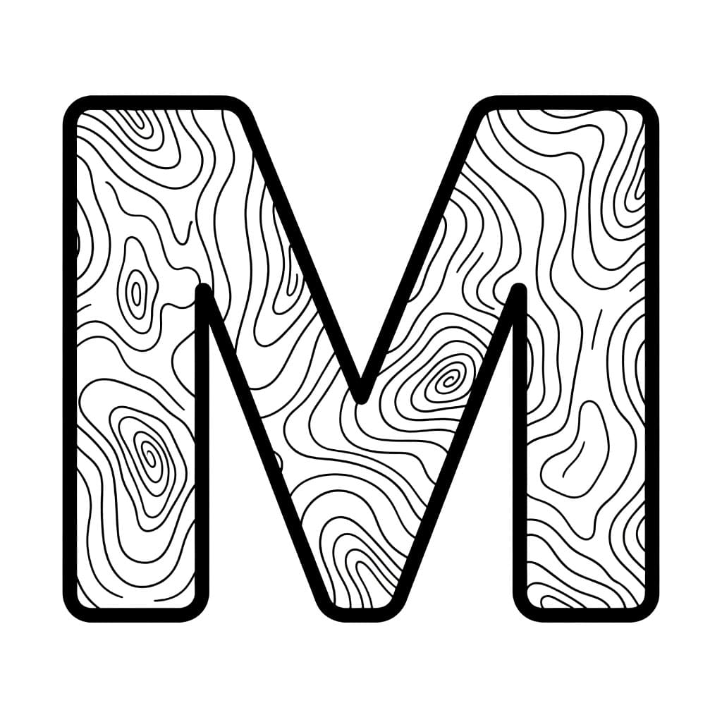 Huruf M Tekstur Kayu