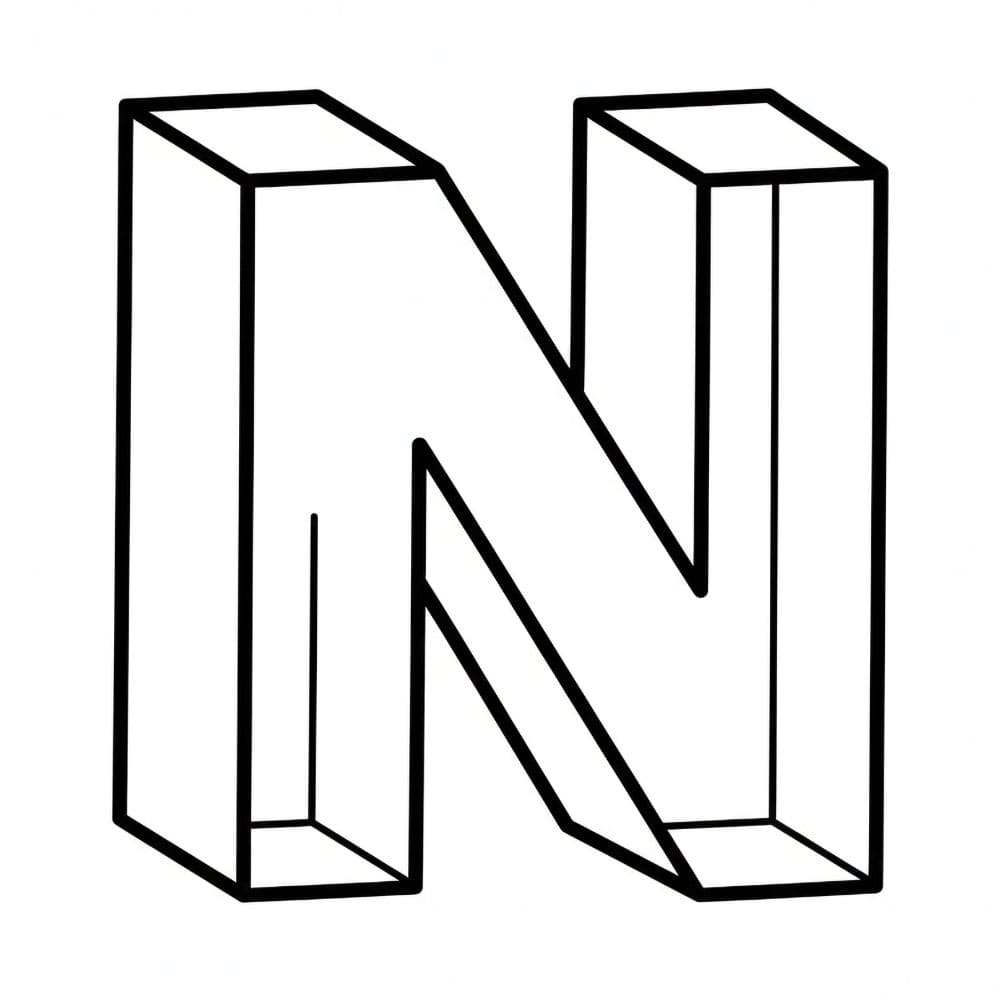 Huruf N balok kosong