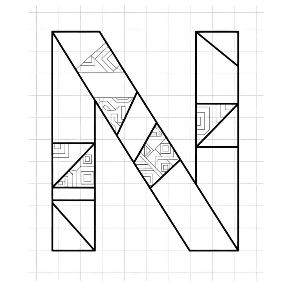 Huruf N berbasis grid