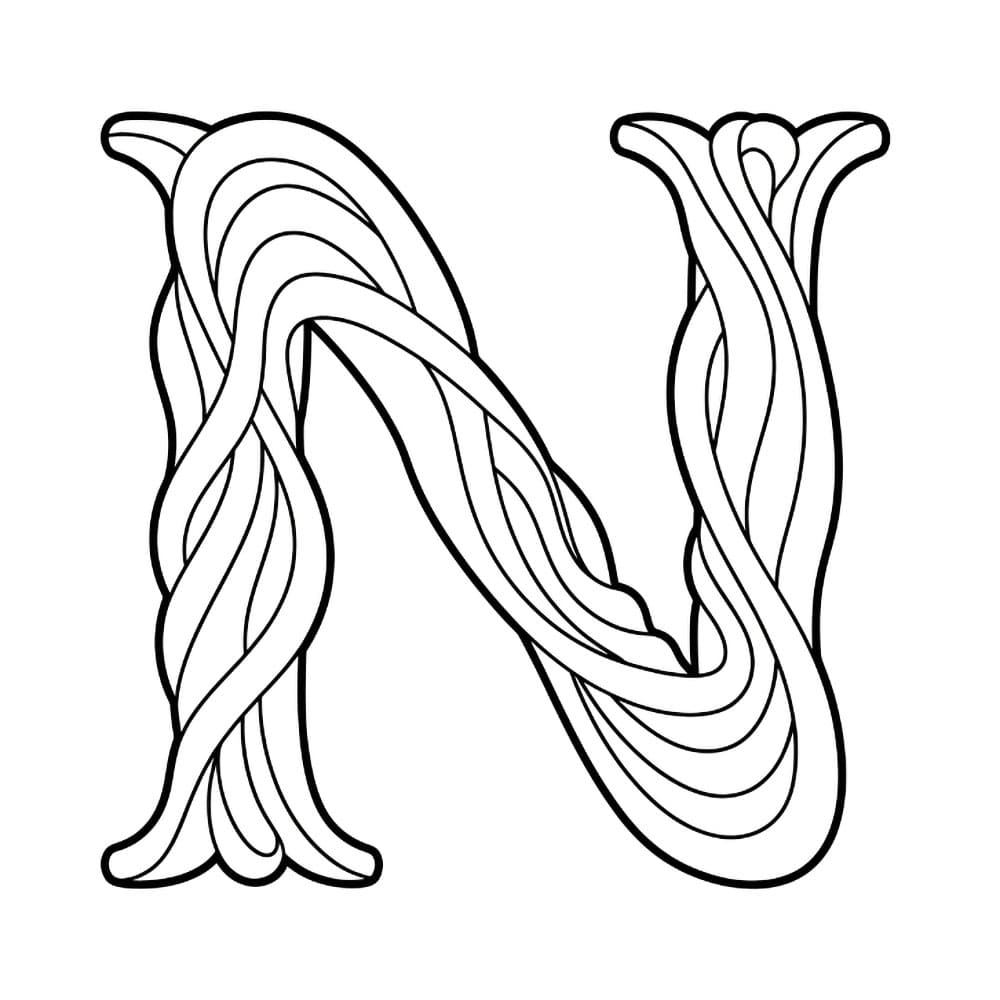 Huruf N bergelombang