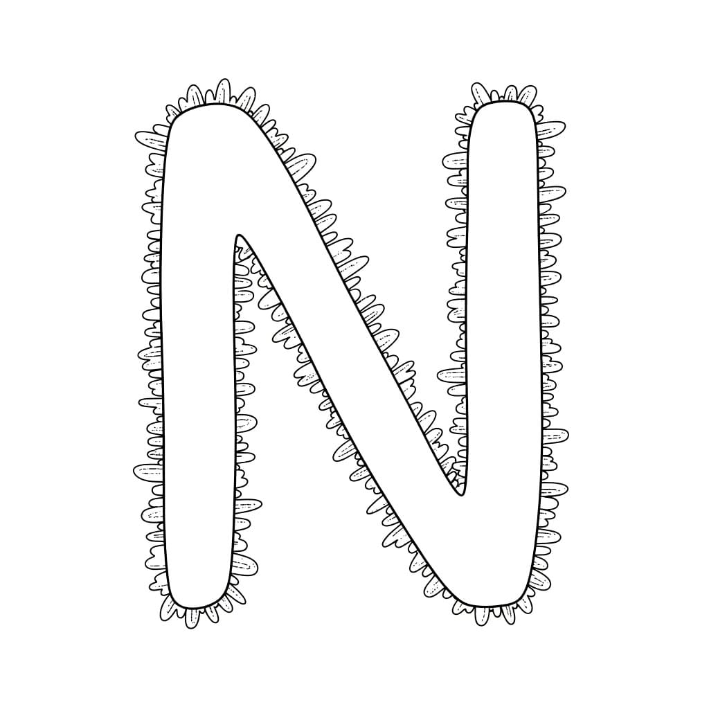 Huruf N garis bertekstur