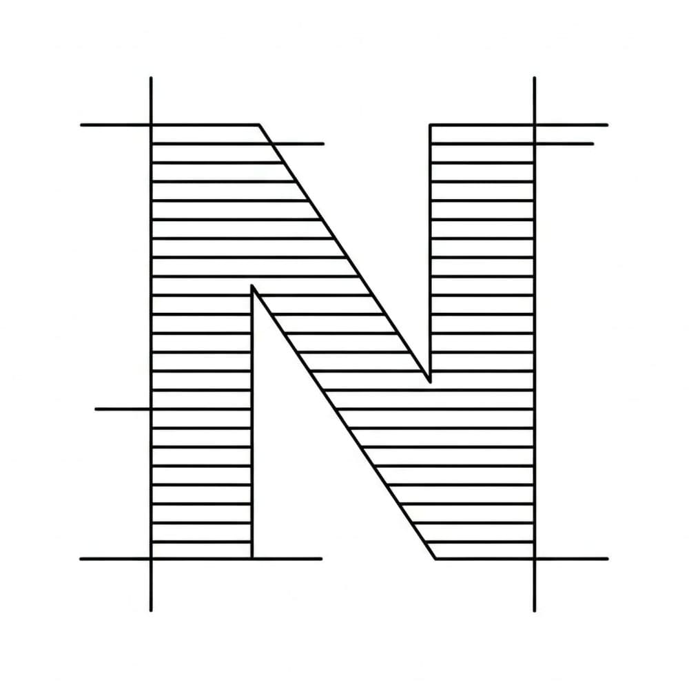 Huruf N garis sejajar