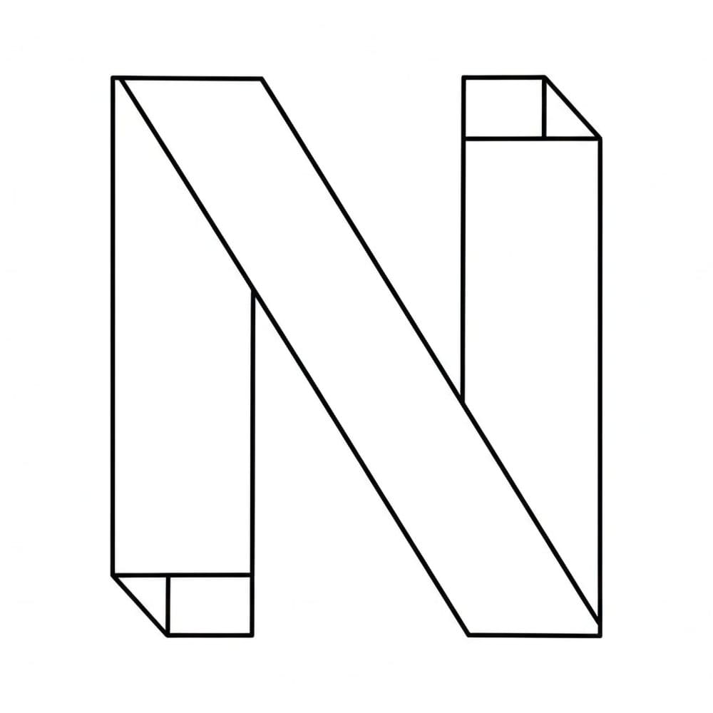 Huruf N lipatan kertas