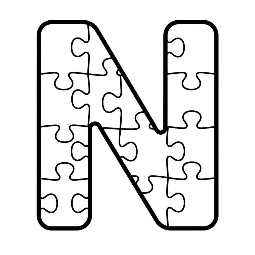 Huruf N potongan puzzle