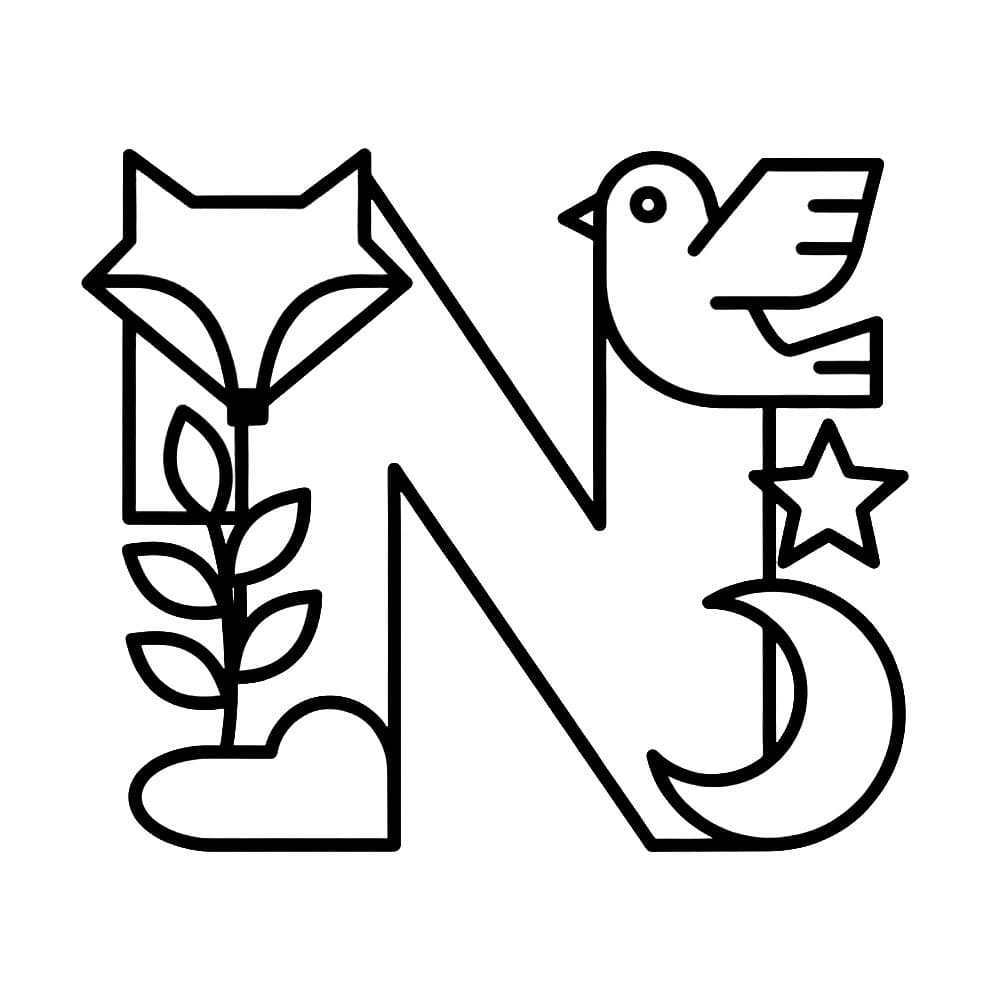 Huruf N ruang negatif