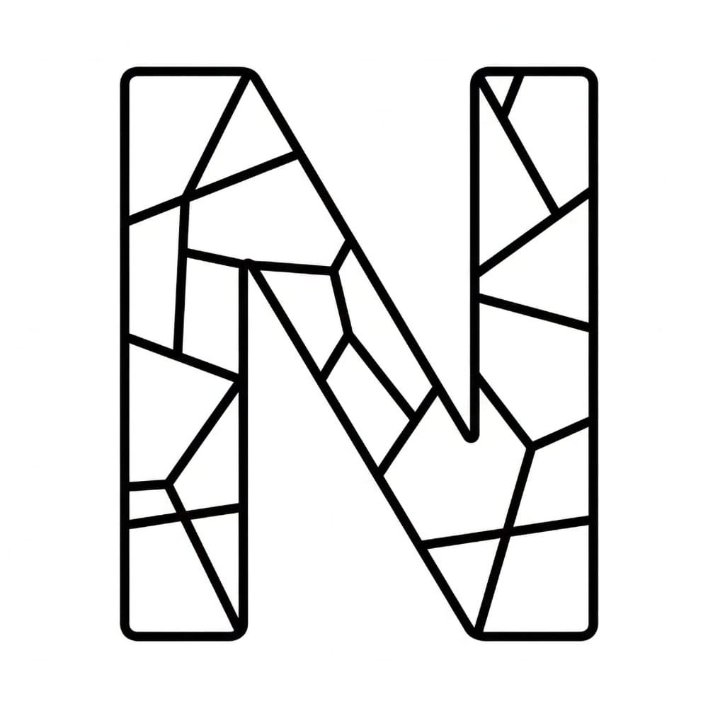 Huruf N terbagi panel