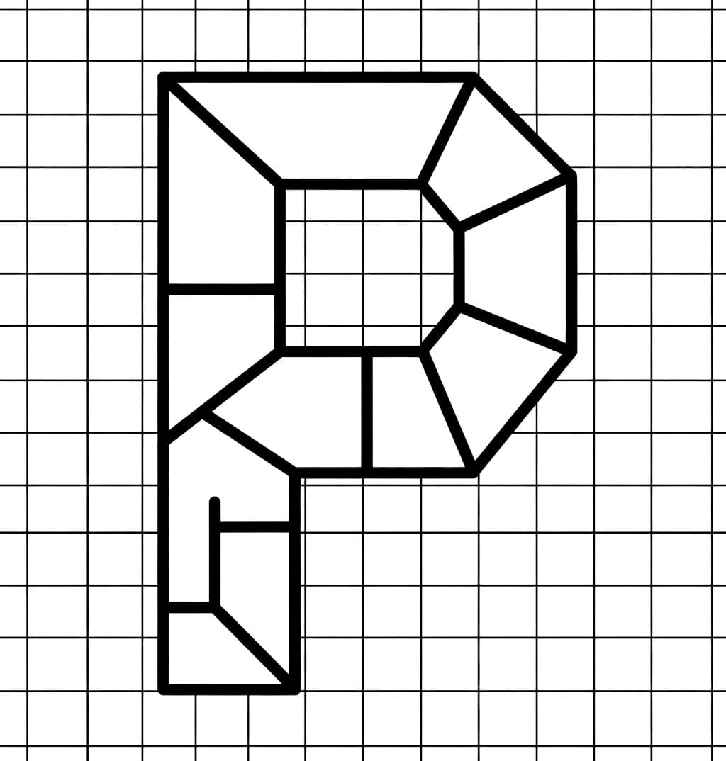 Huruf P Berbasis Grid
