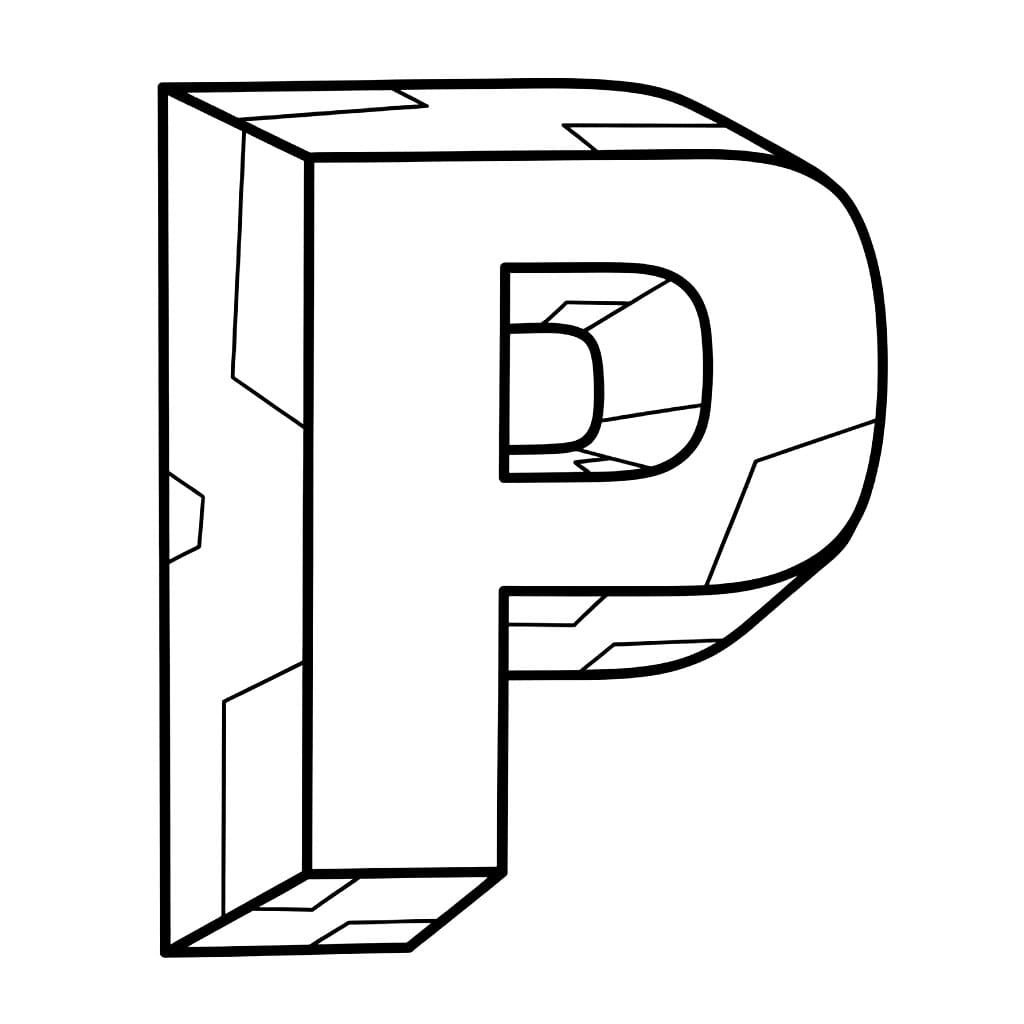 Huruf P Blok 3D