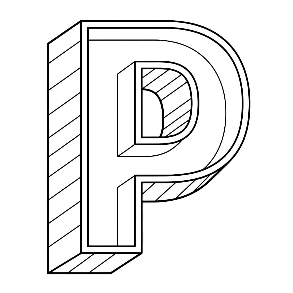 Huruf P Garis 3D