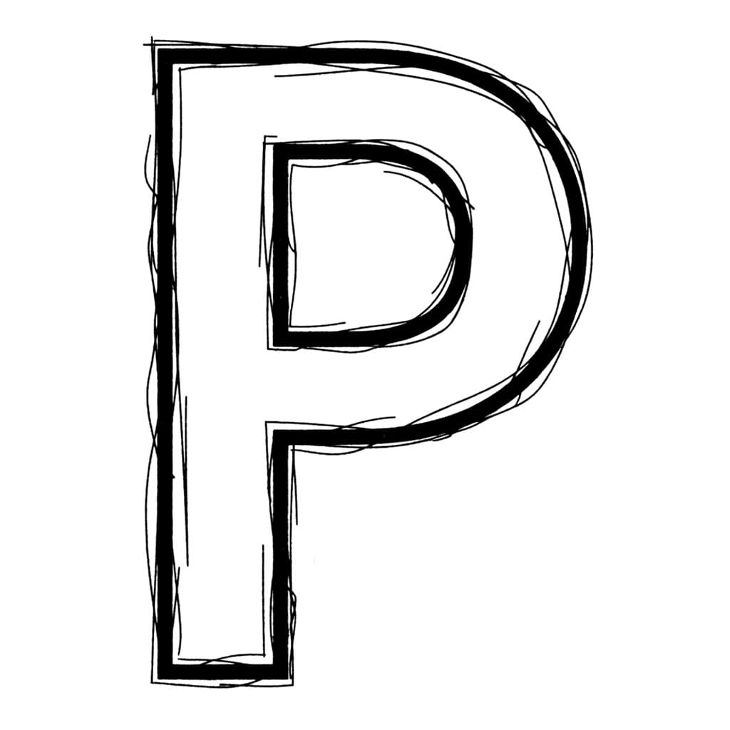 Huruf P Goresan Bertekstur