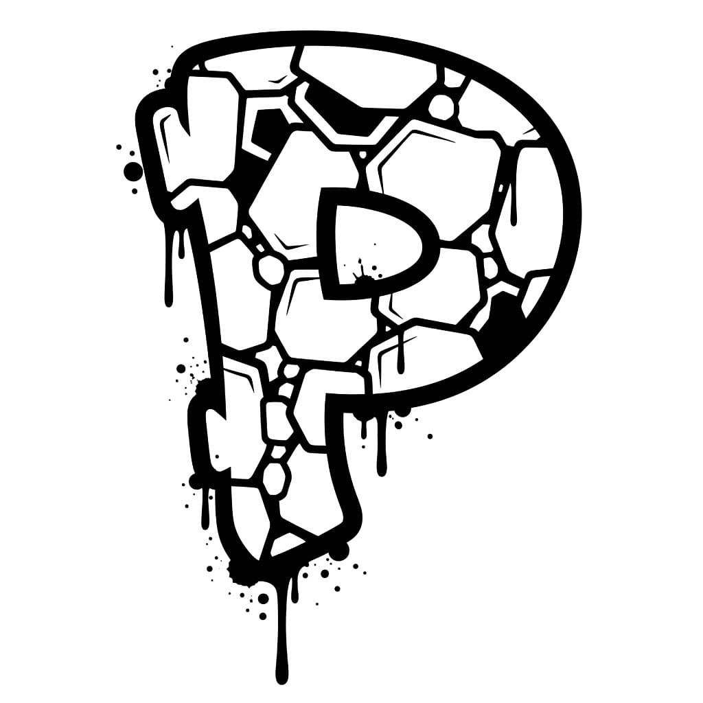 Huruf P Graffiti Garis