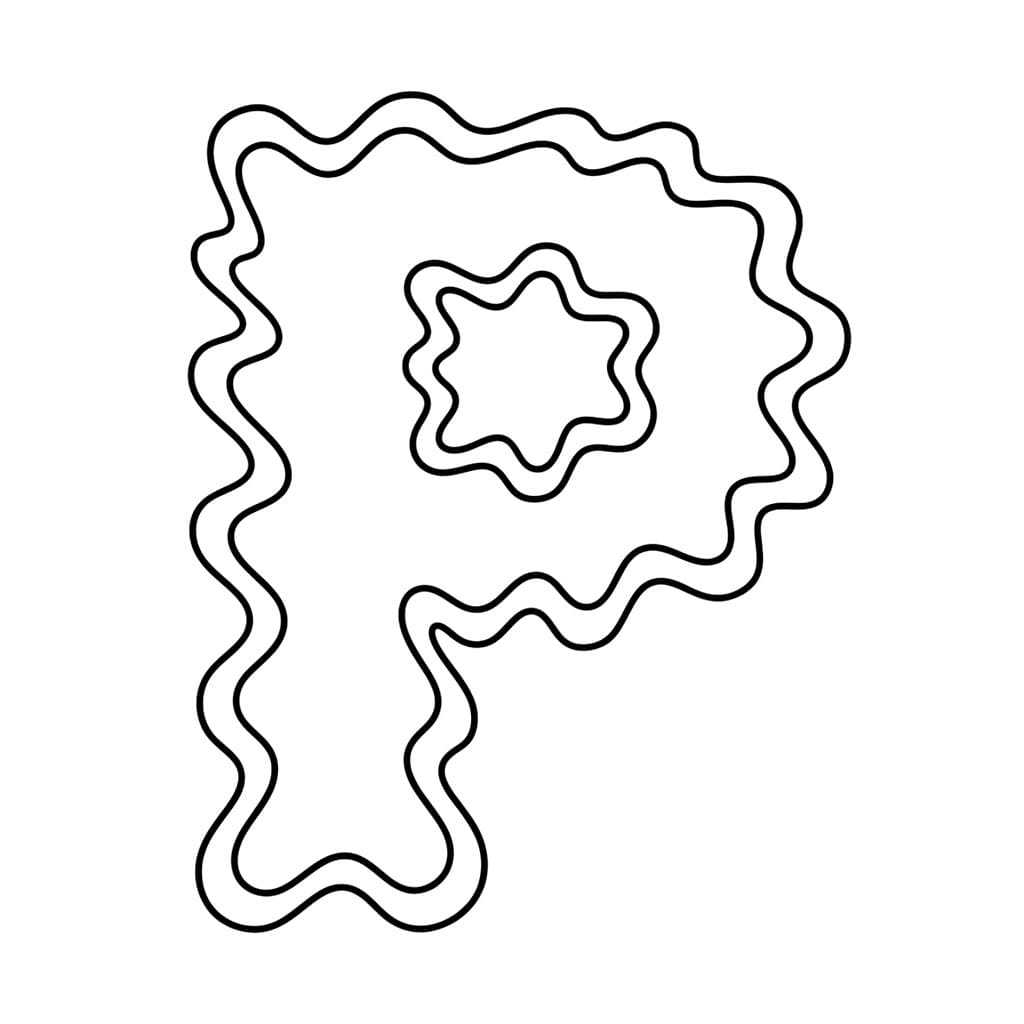 Huruf P Tepi Bergelombang