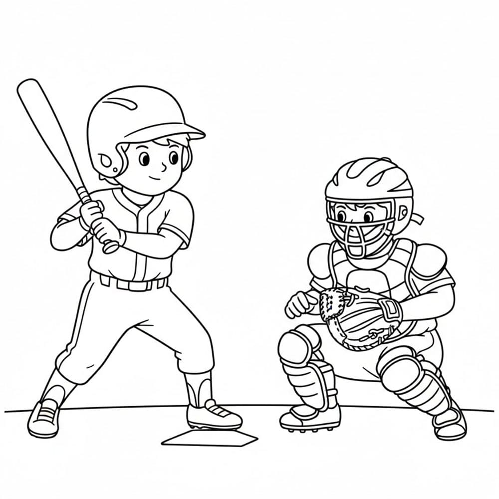 Pemain bisbol memukul dan menangkap bola