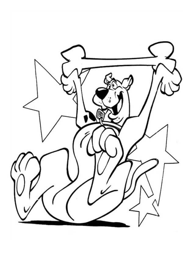 Scooby Doo memegang tulang