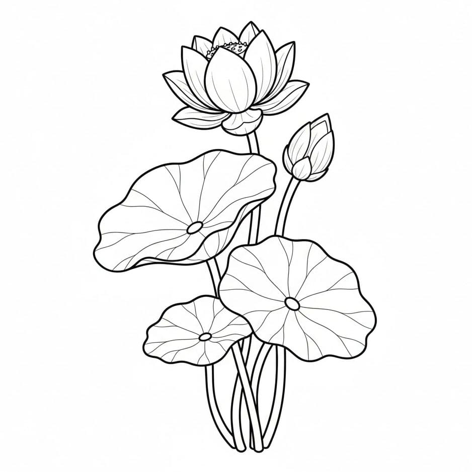 Tanaman Bunga Teratai dan Kuncup