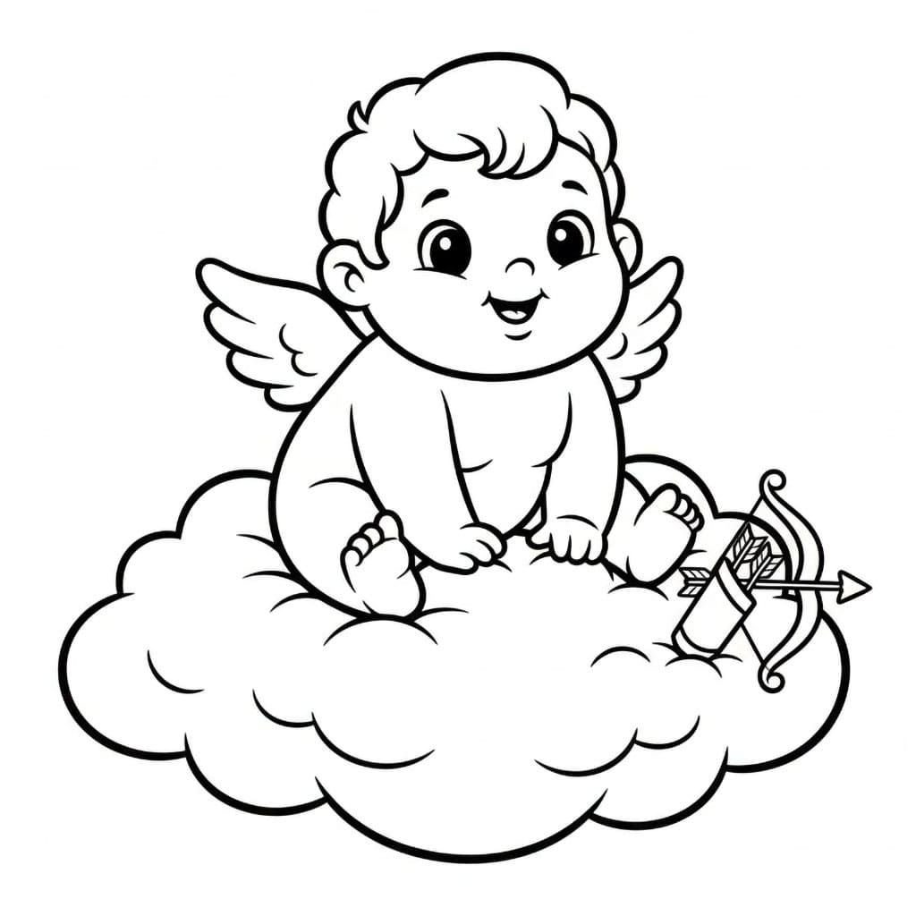Cupid imut di atas awan