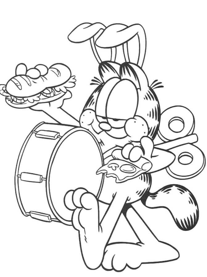 Garfield Memainkan Drum