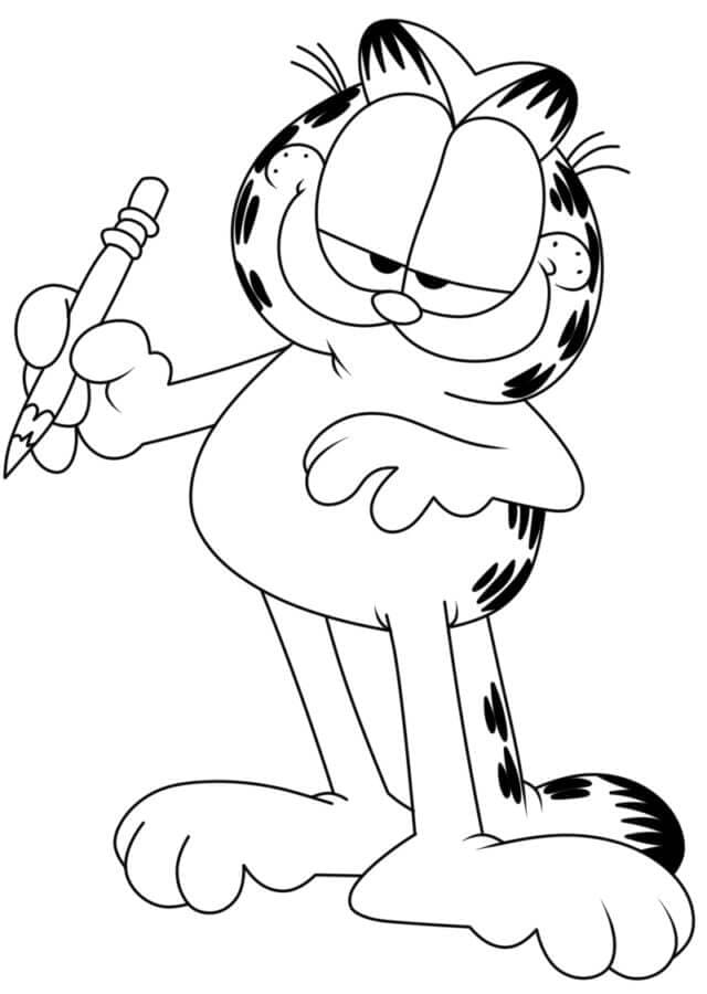Garfield Memegang Pensil