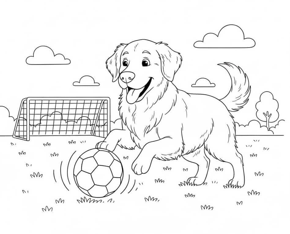 Golden Retriever bermain sepak bola