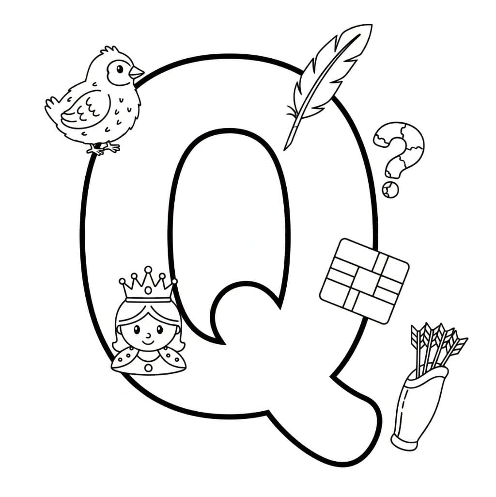 Huruf Q dengan benda