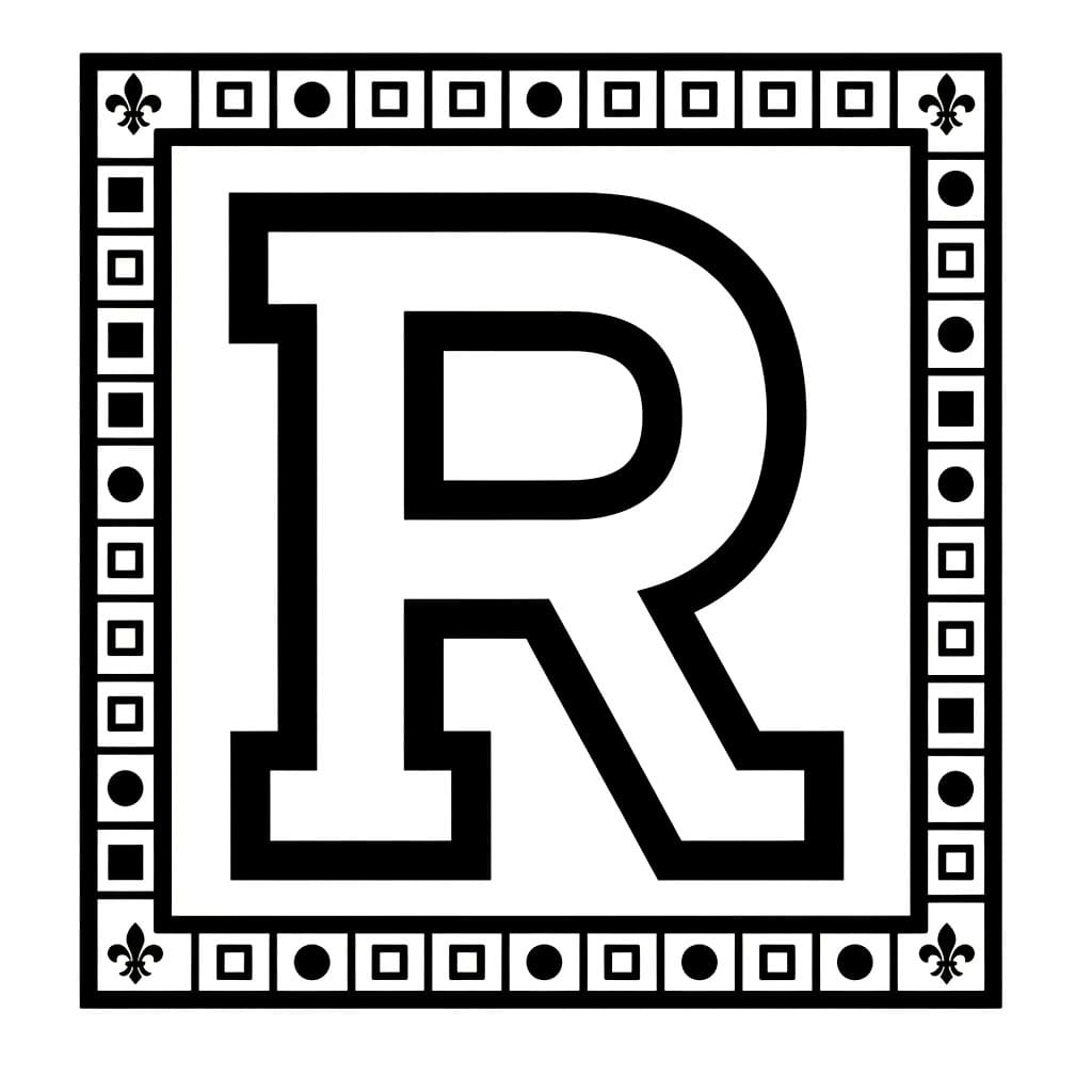 Huruf R bingkai pola