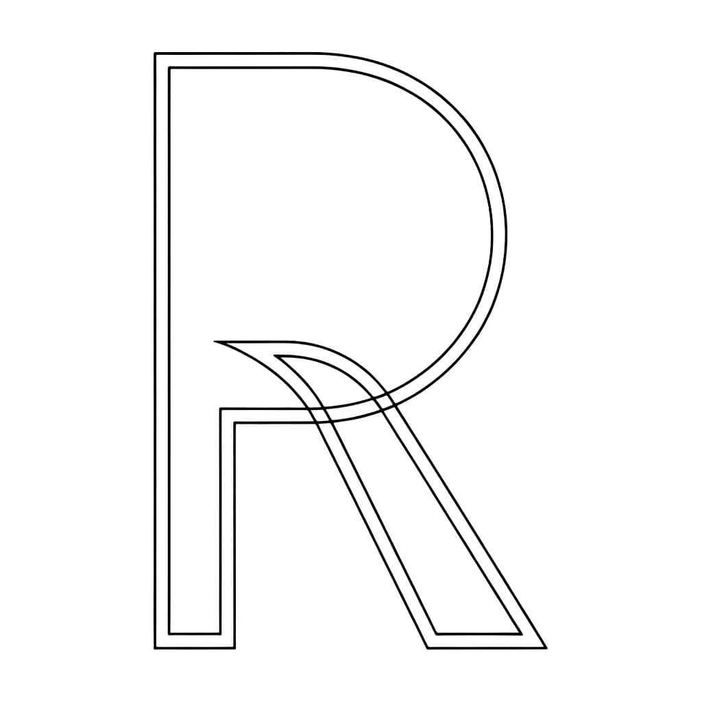 Huruf R bingkai tipis