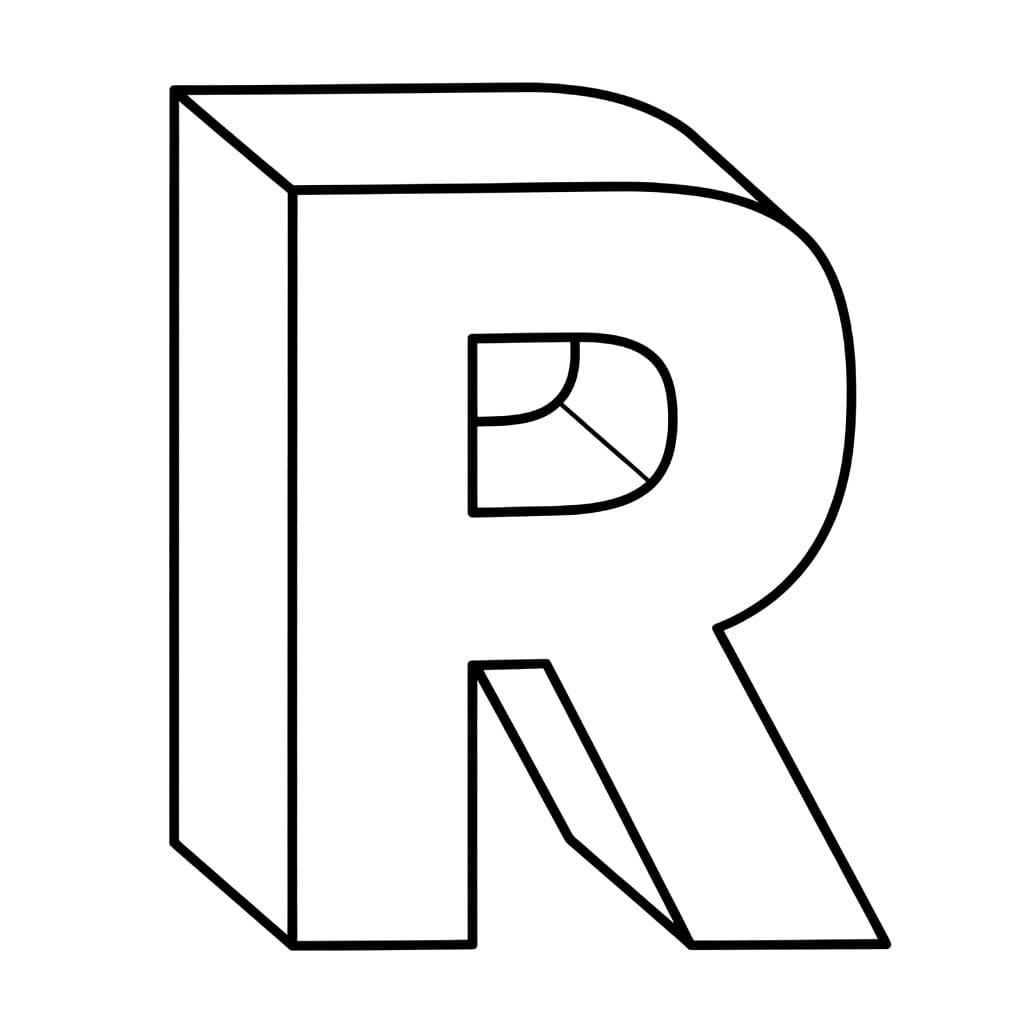 Huruf R blok 3D