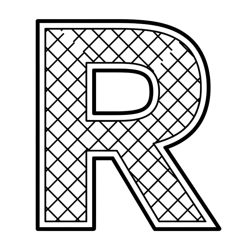 Huruf R garis silang