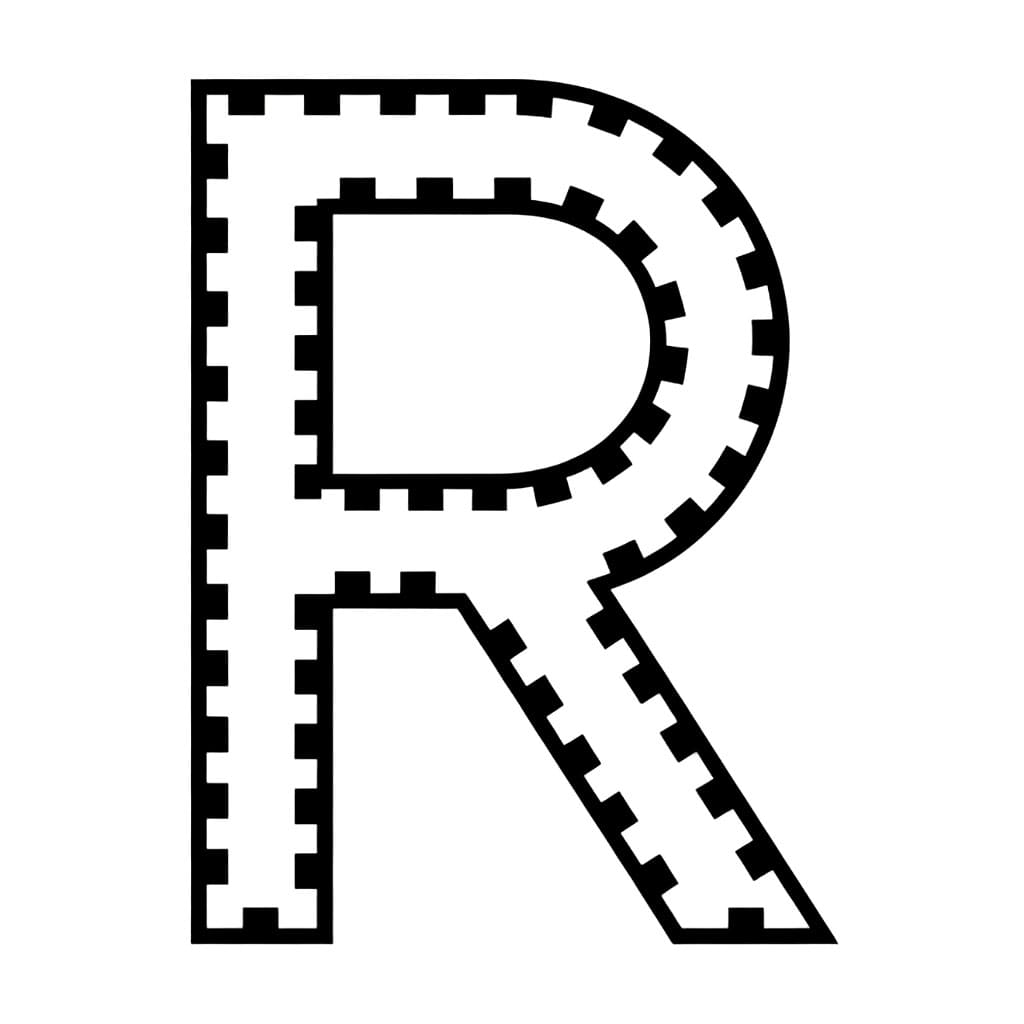 Huruf R garis tengah