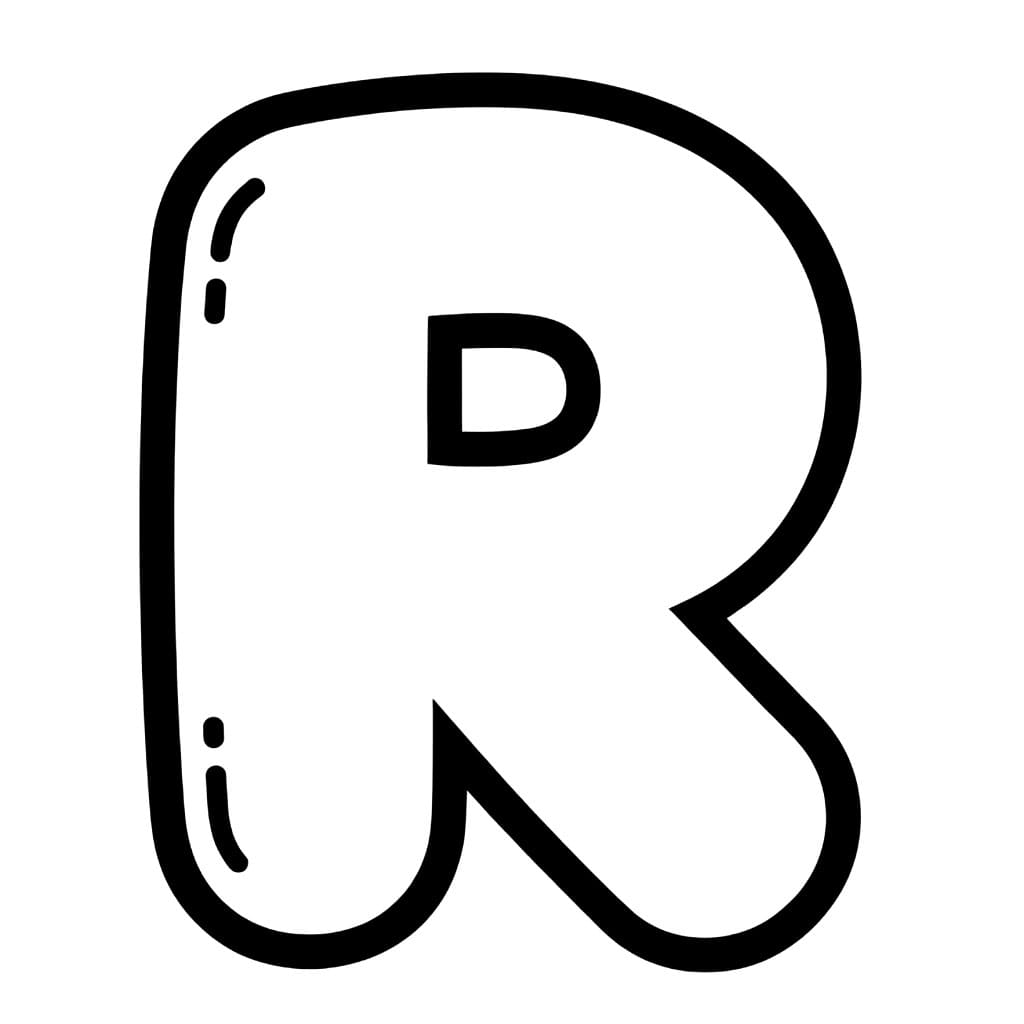 Huruf R gelembung lembut