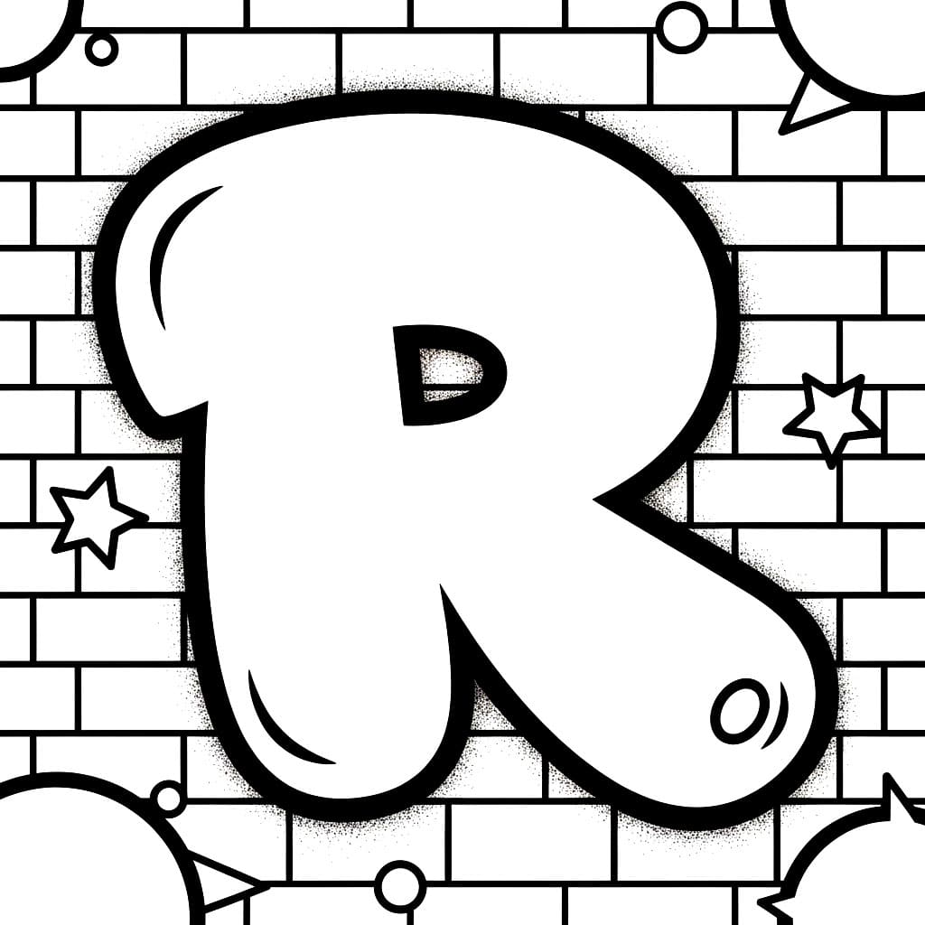 Huruf R grafiti gelembung