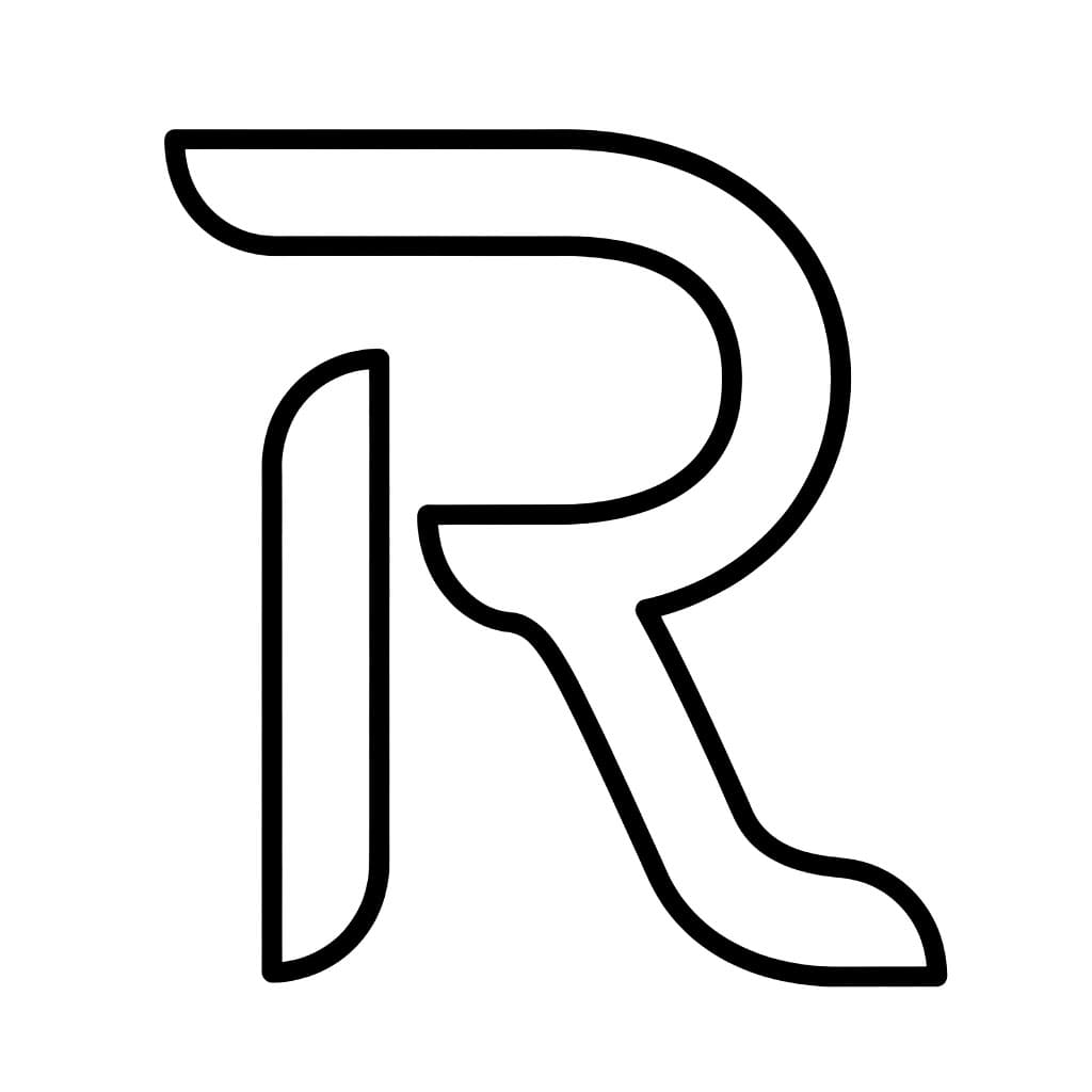 Huruf R lengkung mengalir