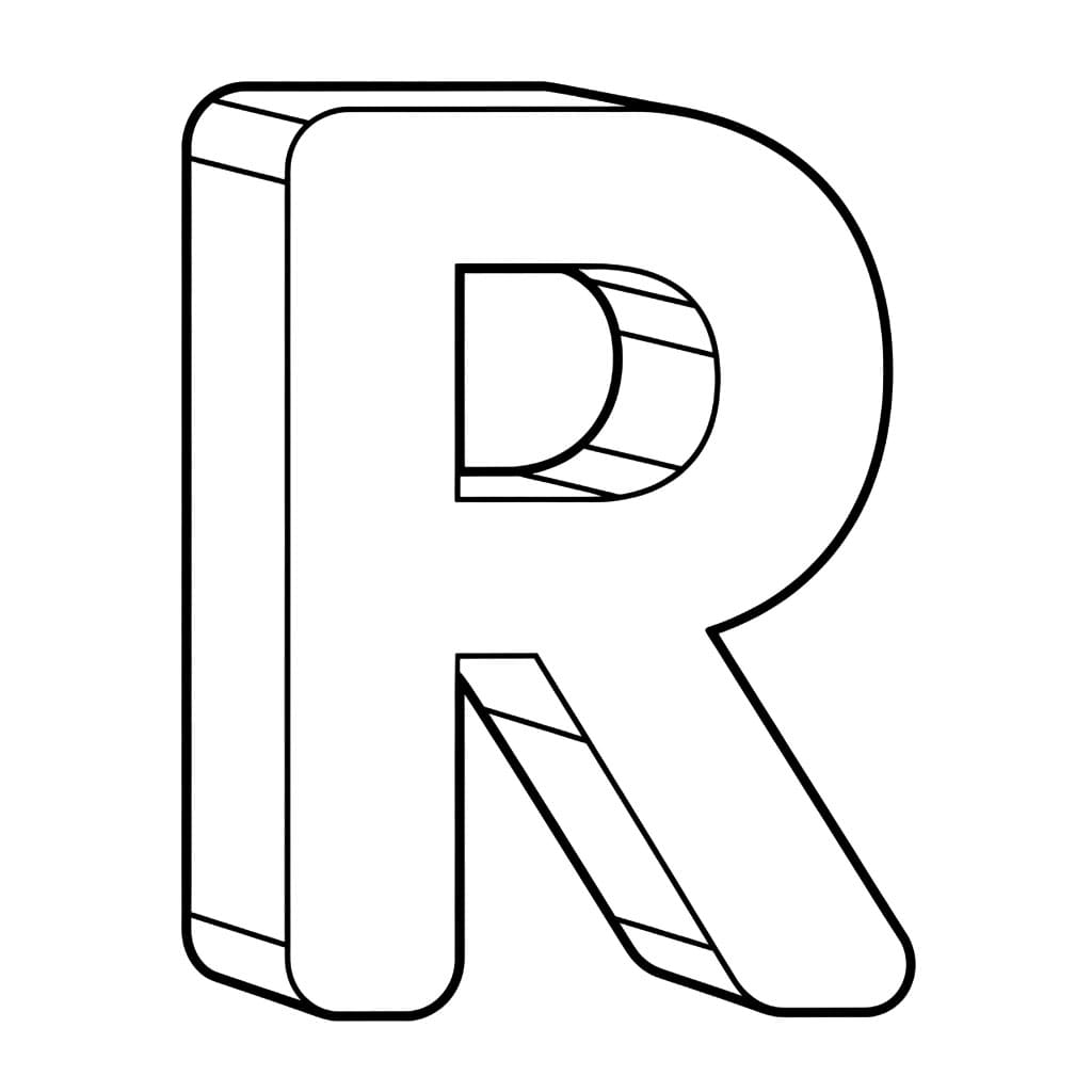 Huruf R tabung garis