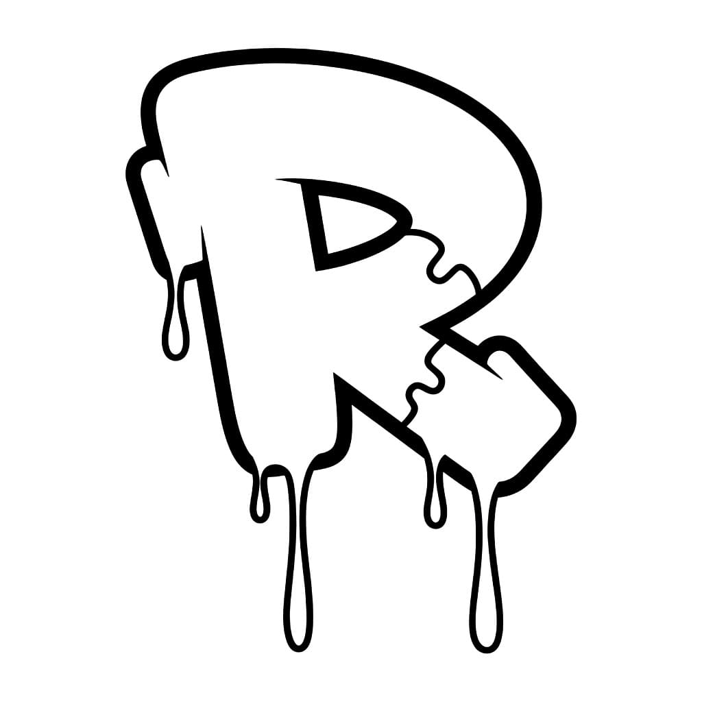 Huruf R tetesan grafiti